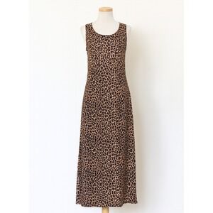 VTG Arc En Ciel Womens Dress Size M Brown Leopard Print Maxi Y2K Grunge 90s